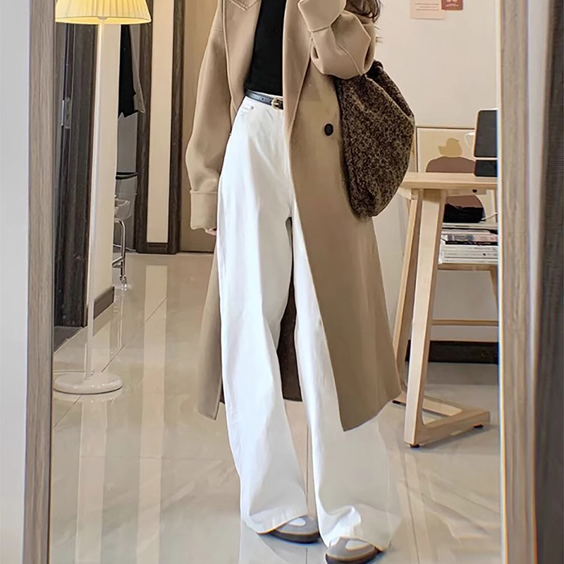 白色牛仔裤女春秋季2025年