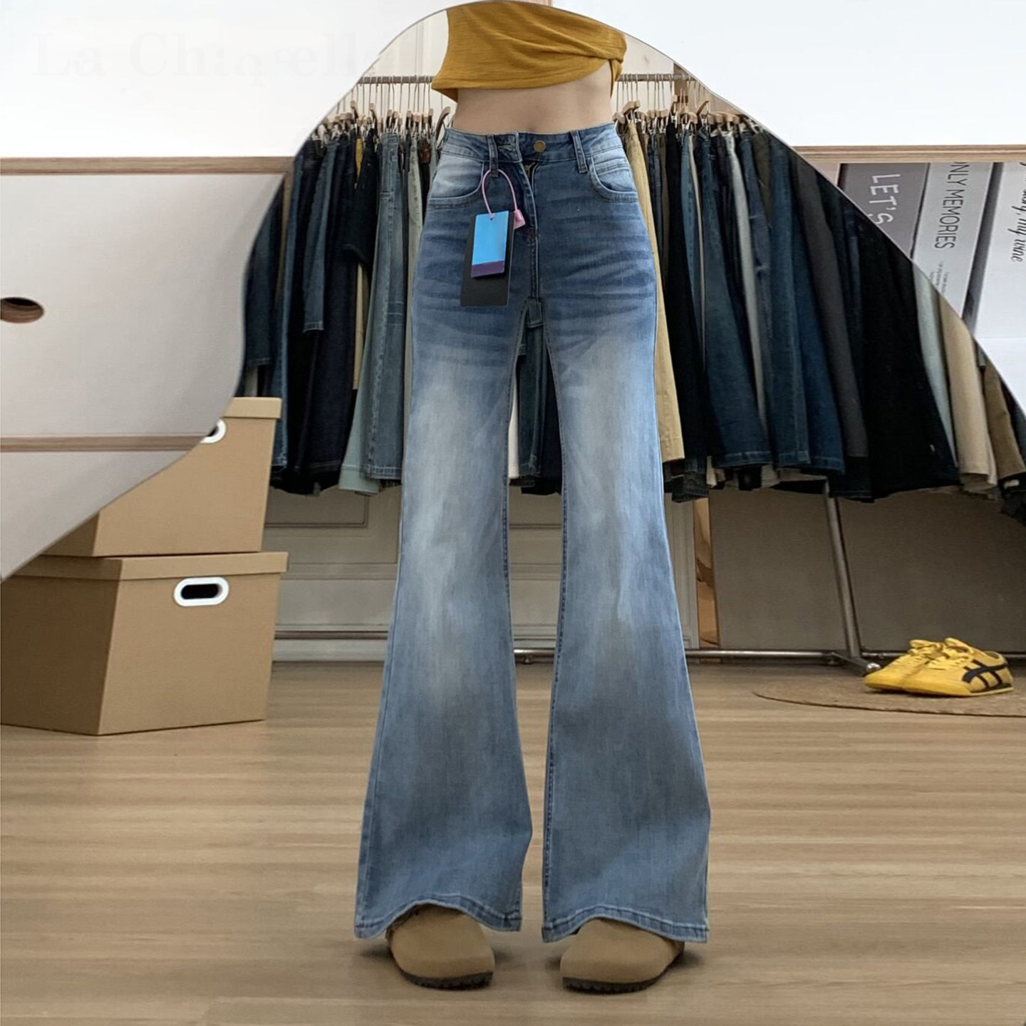 浅色马蹄微喇牛仔裤女2026新款早春季低腰显瘦弹力不贴腿喇叭裤子,女装/女士精品,牛仔裤,淘宝优惠券,粉丝福利购,淘宝优惠卷