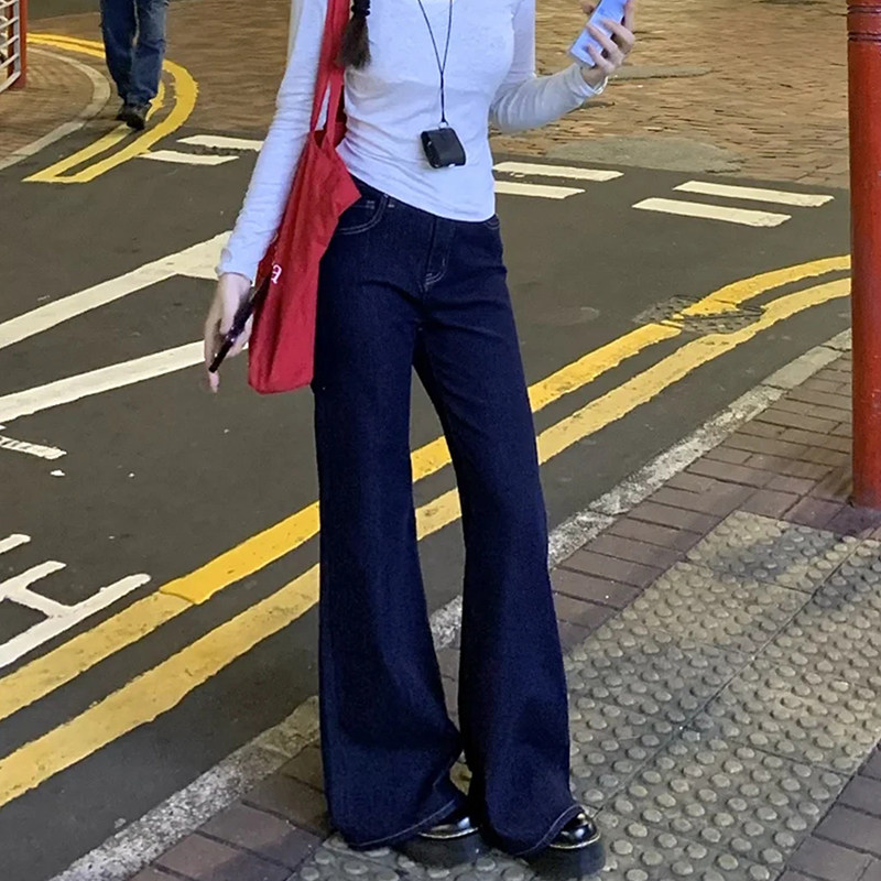 丹宁蓝加绒微喇牛仔裤女2026春季新款高腰显瘦不贴腿小个子喇叭裤,女装/女士精品,牛仔裤,淘宝优惠券,粉丝福利购,淘宝优惠卷