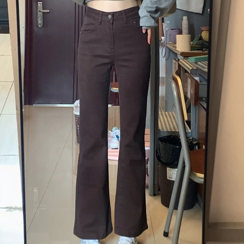 棕色微喇牛仔裤女2025秋季