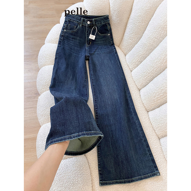 深蓝色加绒微喇牛仔裤女2025新款秋冬高腰不贴腿百搭时尚喇叭裤子,女装/女士精品,牛仔裤,淘宝优惠券,粉丝福利购,淘宝优惠卷