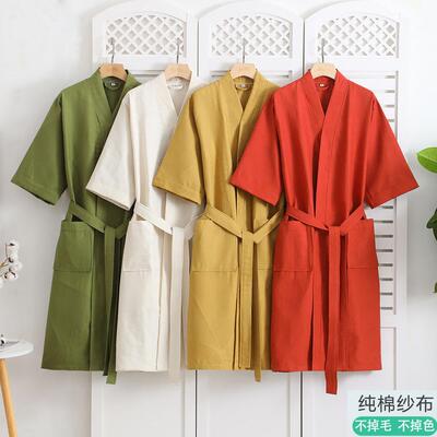 纯棉纱布四季通用浴袍