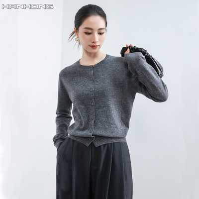 秋冬100%纯绵羊毛针织开杉打底衫