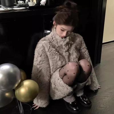 2024冬季新款仿兔毛皮草小火山毛