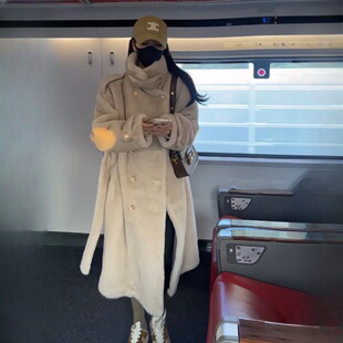 环保皮草毛茸茸大衣 2025新款 仿水貂绒毛毛外套女皮毛一体冬季 长款