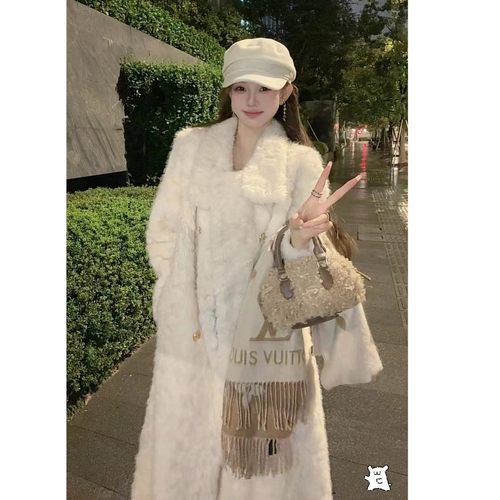 2025新款小立领花狐毛毛外套