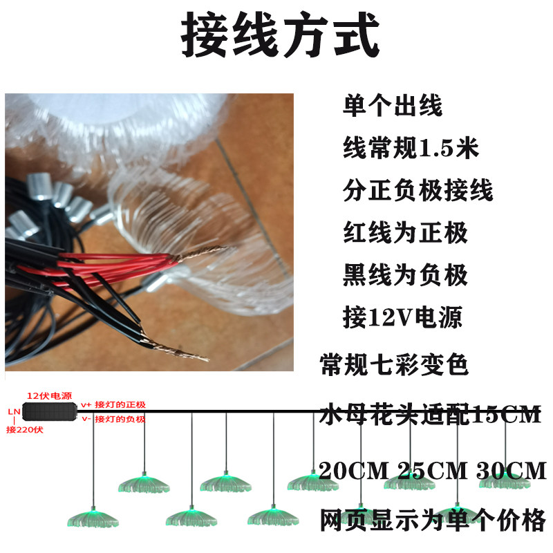 led光纤水母灯装饰灯户外氛围灯七彩变色室外吊灯景观挂树灯网i.