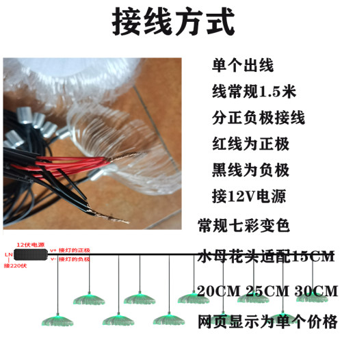 led光纤水母灯装饰灯户外氛围灯七彩变色室外吊灯景观挂树灯网i.