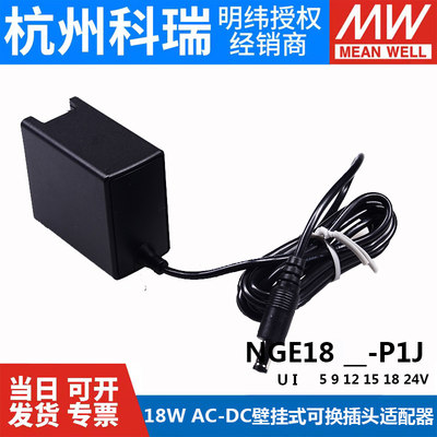 NGE18I/18U-P1电源适配器 18W 5/9/12/15/18/24V 壁挂式可换插头