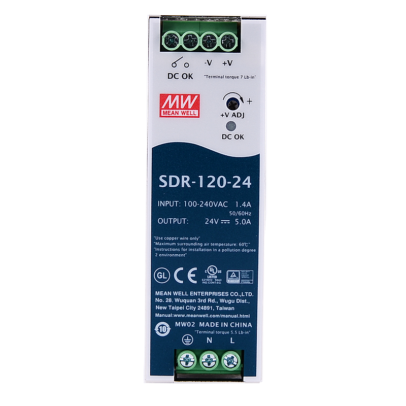 明纬SDR-120高效率导轨开关电源