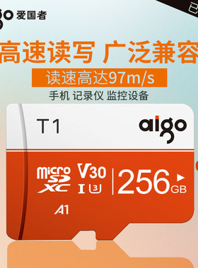 爱国者256g内存卡class10高速卡tf卡256G行车记录仪存储卡GoPro专用Switch存储卡监控micro sd卡手机内存卡