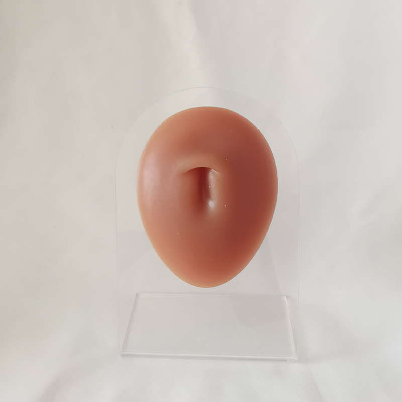 咖啡色人体仿真硅胶肚脐模型穿孔