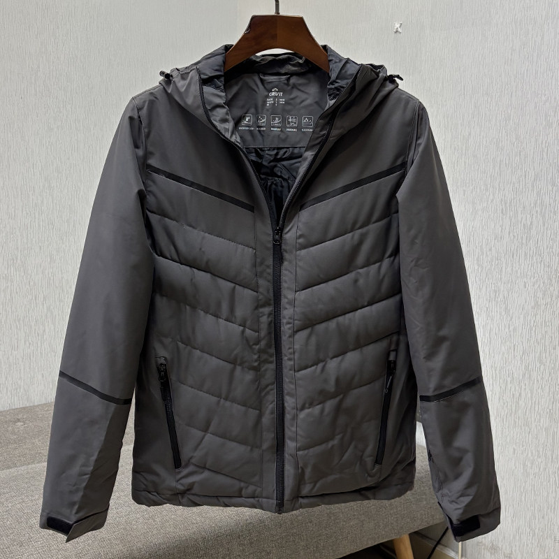德国户外订单！秋冬男士绗缝防风防水夹棉户外运动连帽冲锋棉衣潮