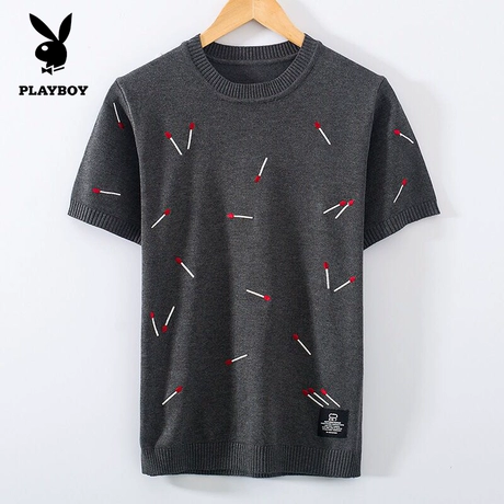 Playboy rắn màu mùa hè vòng cổ T-Shirt nam Hàn Quốc phiên bản của tự trồng màu trắng trẻ vài hoang dã ngắn tay t-shirt áo nam