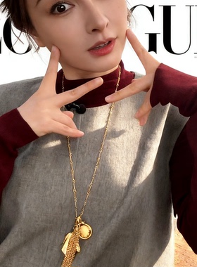 新款马年吴昕同款护身符小马多戴款流苏长项链女配饰品毛衣链吊坠