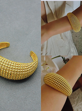 豆豆同款欧美夸张手镯铜镀18K真金保色手饰个性叠戴手饰简约风
