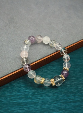 春季新款天然水晶手链手串多宝紫水晶幽灵弹力串珠送闺蜜礼物饰品