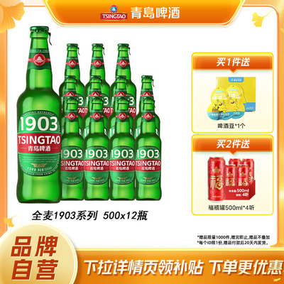 【肖战推荐】青岛啤酒全麦1903精酿啤酒500ml*12瓶