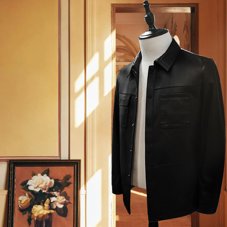 范帝尼商务男装秋季商务绅士皮夹克严选优质绵羊皮2238074