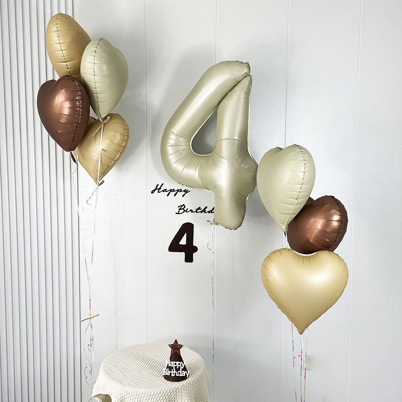 网红ins巧克力色焦糖奶油数字气球儿童生日装饰场景布置拍照道具