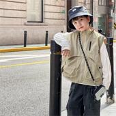 新款 上衣帅气2025秋季 背心外穿男孩坎肩无袖 儿童马甲春秋男童工装
