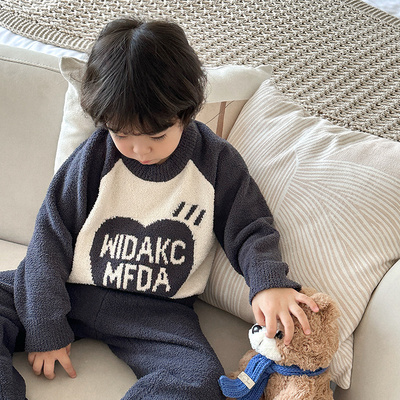 家居服冬款男童睡衣套装小童居家