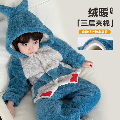 款加厚款加绒珊瑚绒夹棉家居服