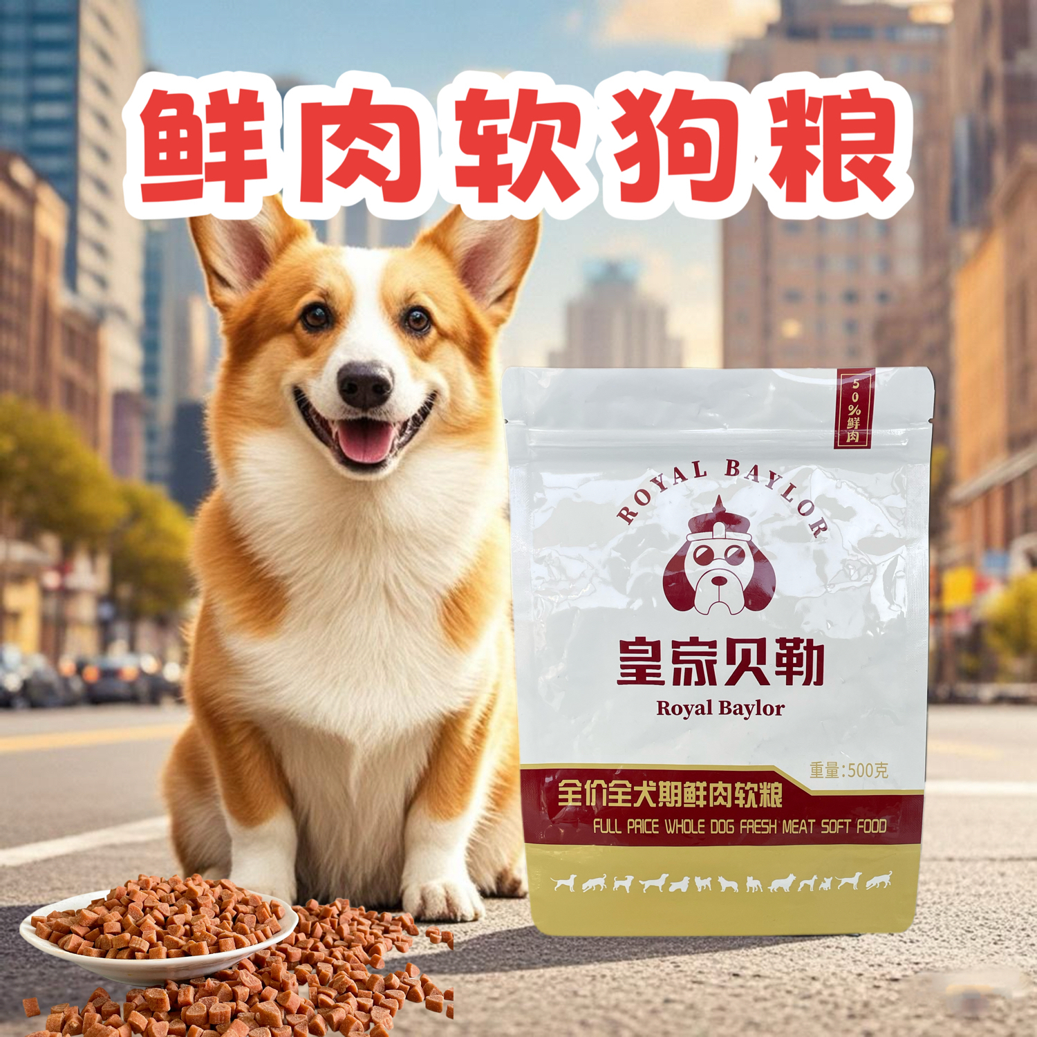 皇家贝勒软狗粮鲜肉软粮泰迪金毛小型犬幼犬成犬老犬挑食犬通用软