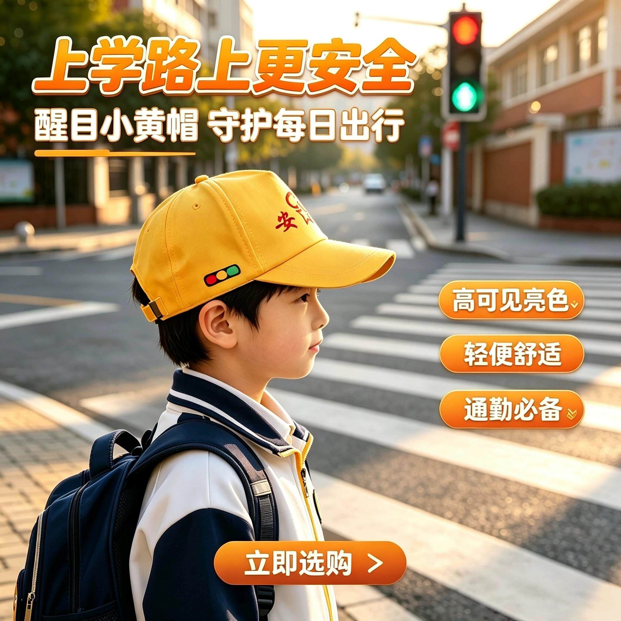 小学生专用小黄帽一年级交通安全四季通用防晒帽学生运动会活动帽