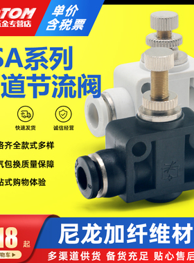 气管黑色白色快速接头限流阀管道式节流阀SPA/LSA-4/6/8 /10/12mm
