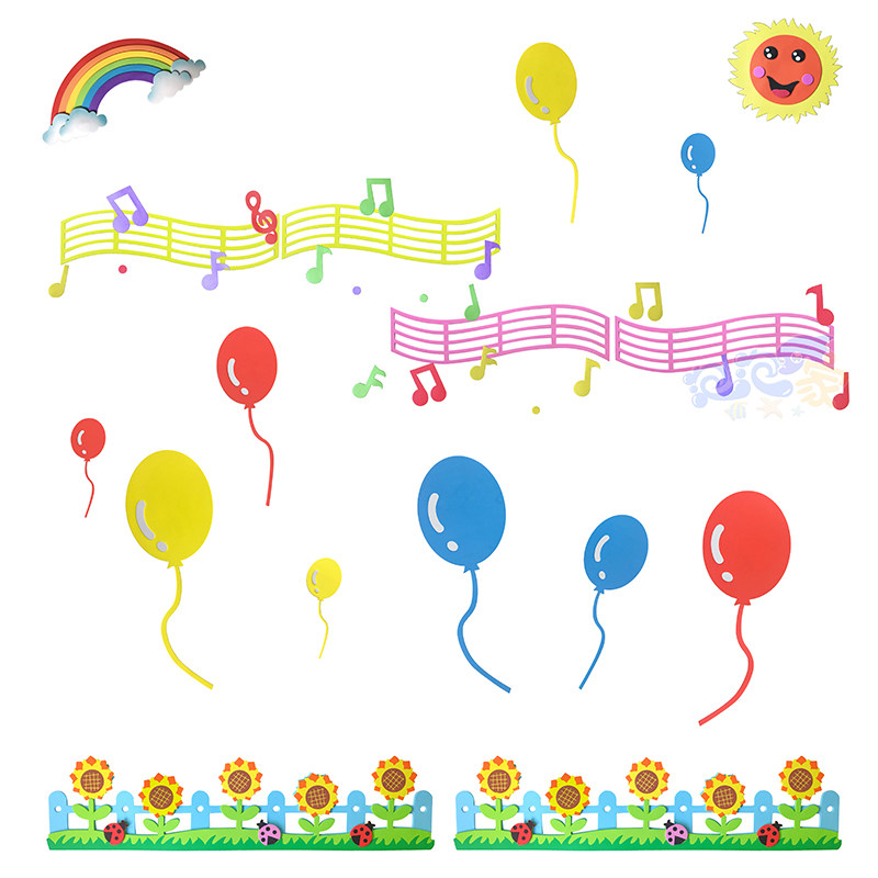 幼儿园培训班泡沫立体音符墙贴音乐教室布置墙面装饰五线谱大气球