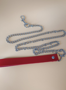 红色牵引绳女朋克圆环项圈夜店