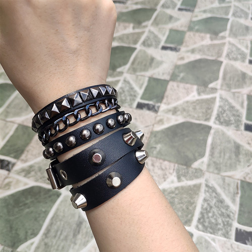 punk柳钉手链暗黑捆绑缠绕手环