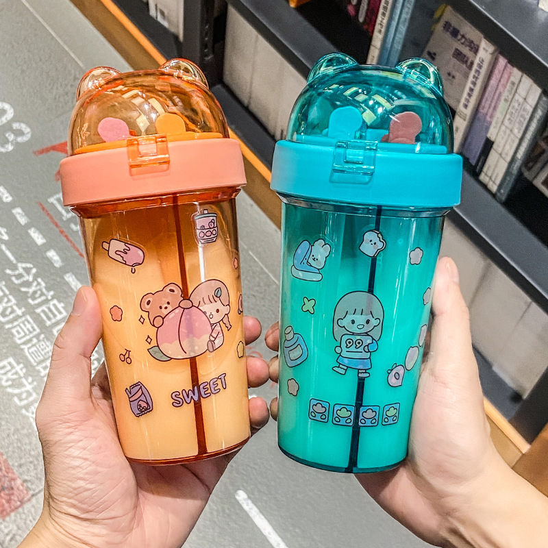可爱创意分层吸管杯幼儿园
