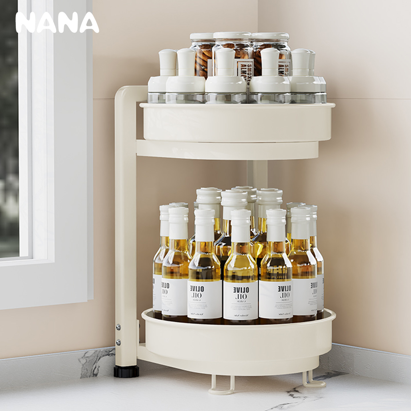 旋转调料置物架厨房调料品调味料架子台面转盘托盘盐调味罐收纳架