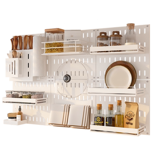 免打孔洞洞板置物架厨房收纳墙配件挂钩挂板壁挂刀架调料架收纳架