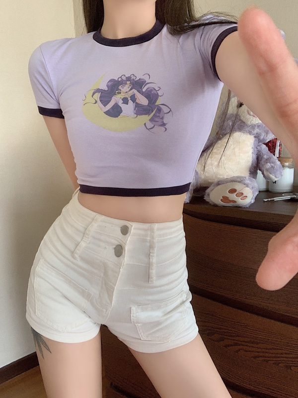 Real price cotton short sleeve T-shirt with short top