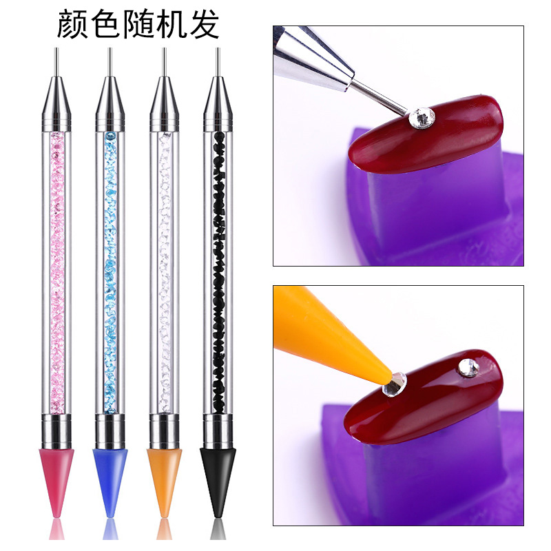 美甲粘钻蜡笔硅胶双头吸钻多功能点钻取钻镶钻笔带粘钻胶工具饰品