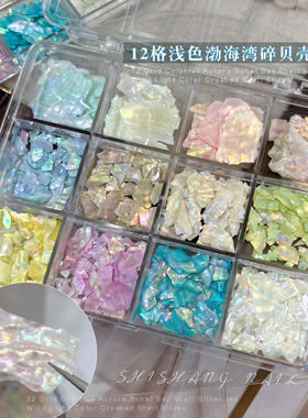 12格幻彩超薄贝壳片美甲套盒