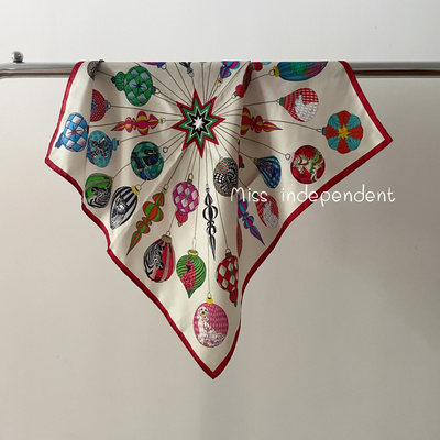 出口美单气球系列真丝斜纹小方巾