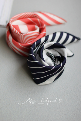 出口日单宽窄条纹真丝斜纹小方巾