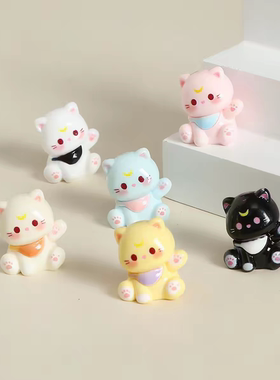 可爱招手小猫车载中控台装饰品diy配件治愈系桌面小摆件玩具