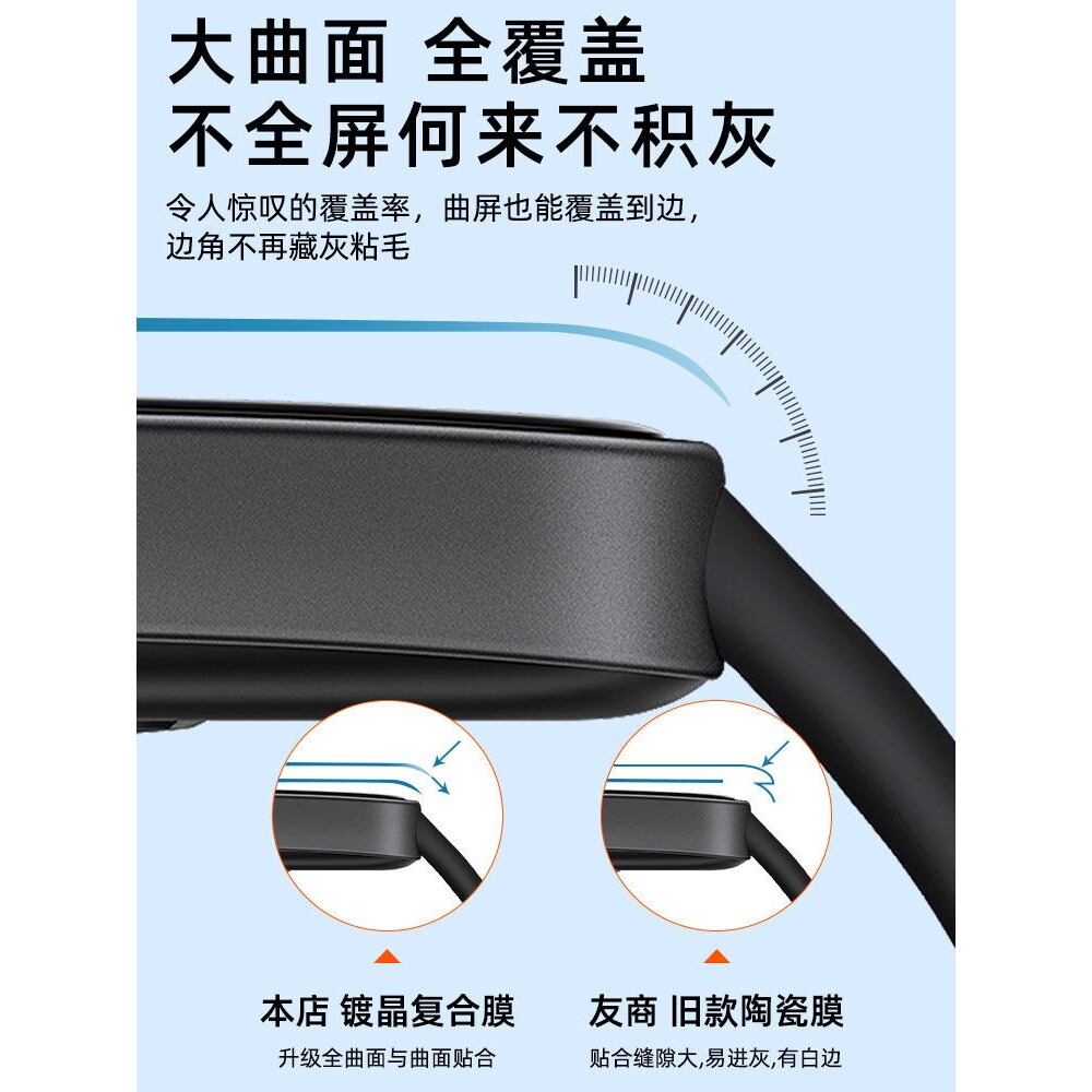 德国北丫适用华为手环10陶瓷膜9全屏8智能电话手表钢化膜7新款防摔防爆保护膜6Pro全包防指纹水凝软膜nfc版第