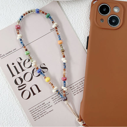 新款原创手机挂件手腕绳珠链彩虹莫奈花园色系防摔结实手机挂坠链