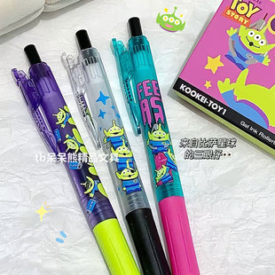 kookei中性笔玩具总动员三眼仔联名3支套装撞色笔考试刷题黑笔0.5