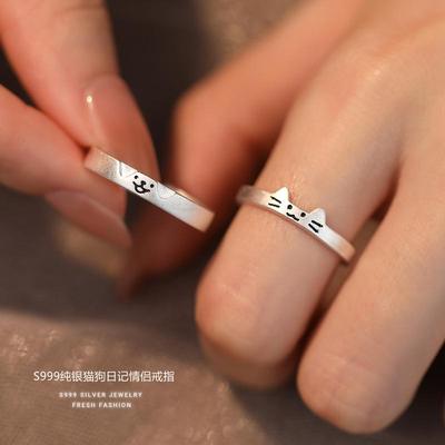 S925纯银猫咪戒指小众设计