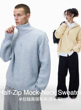 XY 半拉链高领毛衣25冬季新品复古街头老钱风松弛慵懒上衣
