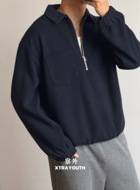 半拉链羊毛卫衣长袖T恤打底衫宽松休闲百搭上衣