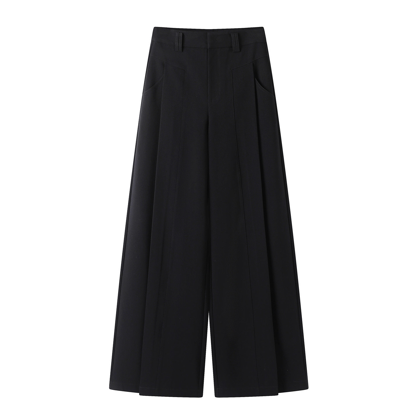 【清仓特价NO退换】压褶口袋设计黑色高腰宽松休闲直筒阔腿裤女,女装/女士精品,休闲裤,淘宝优惠券,粉丝福利购,淘宝优惠卷