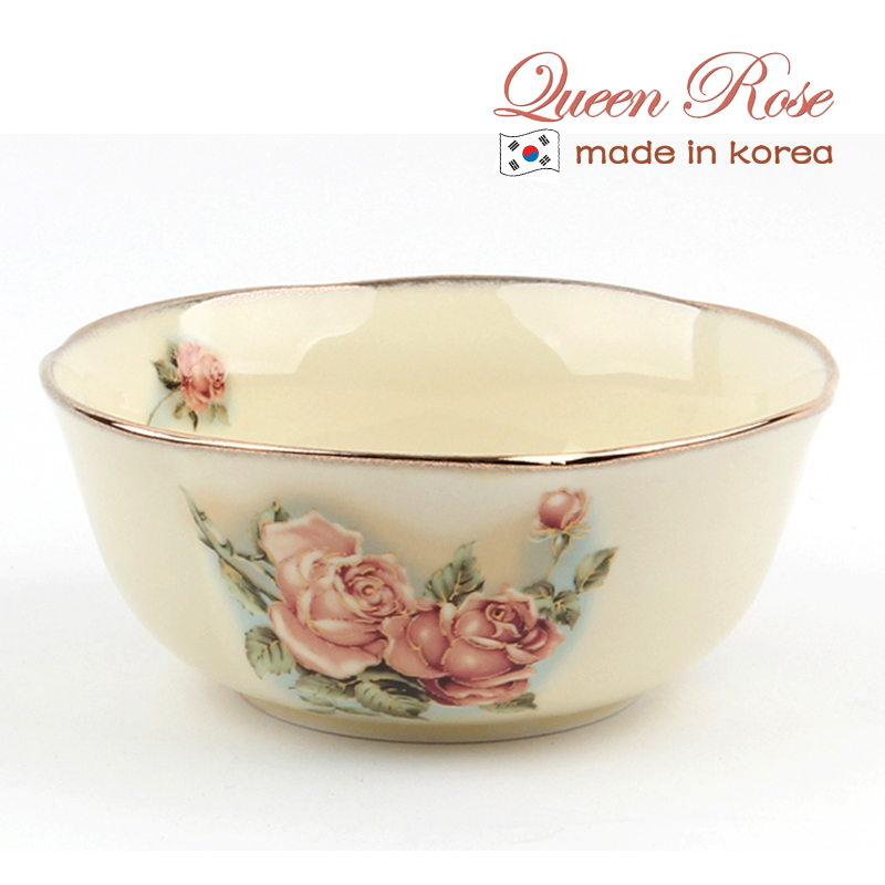 韩国冷面碗陶瓷女皇玫瑰进口Queenrose13k金边大面碗大汤碗冷面碗